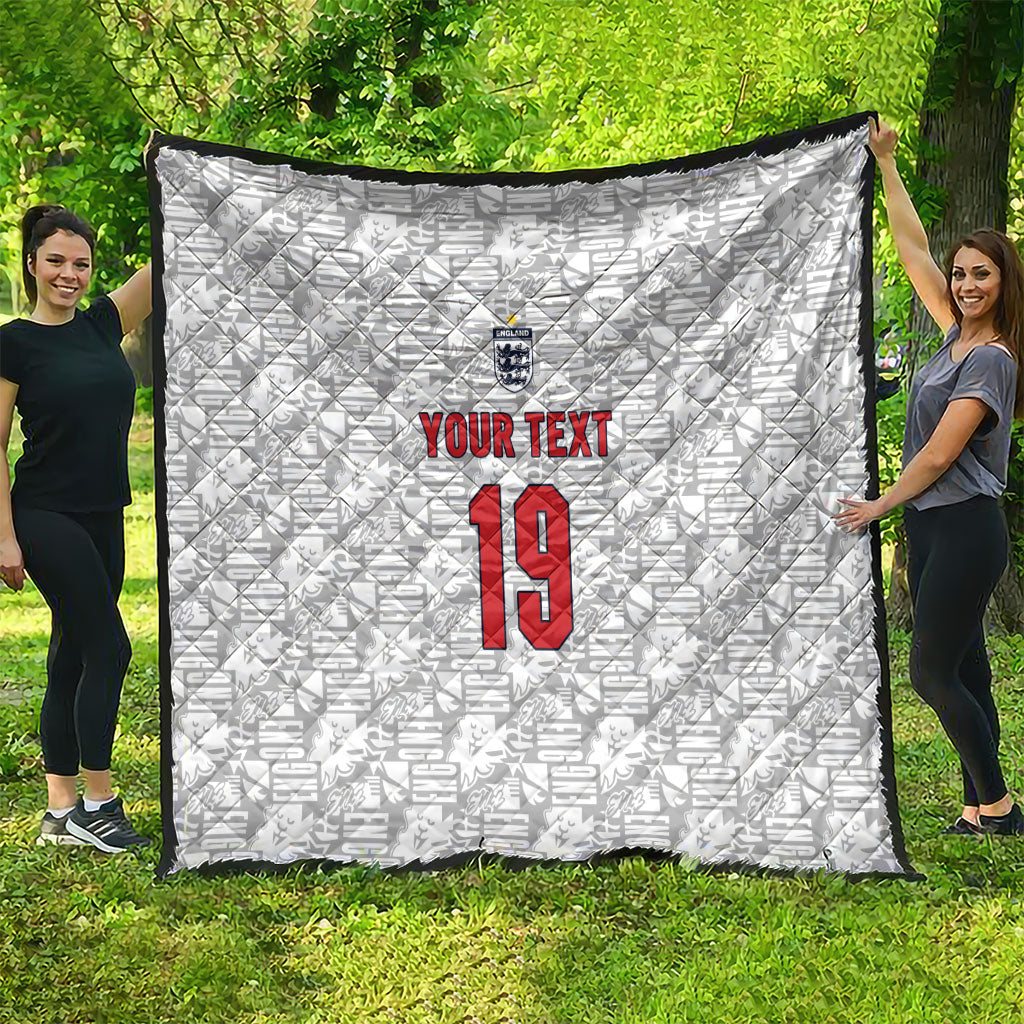 Custom World Football 2026 England Quilt Three Lions Monogram White Glory