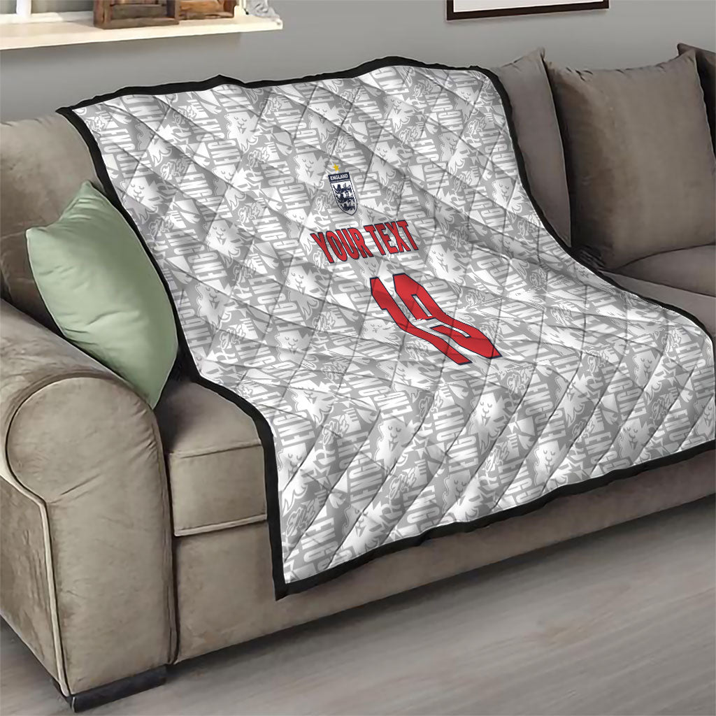 Custom World Football 2026 England Quilt Three Lions Monogram White Glory