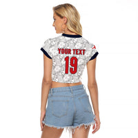 Custom World Football 2026 England Raglan Cropped T Shirt Three Lions Monogram White Glory