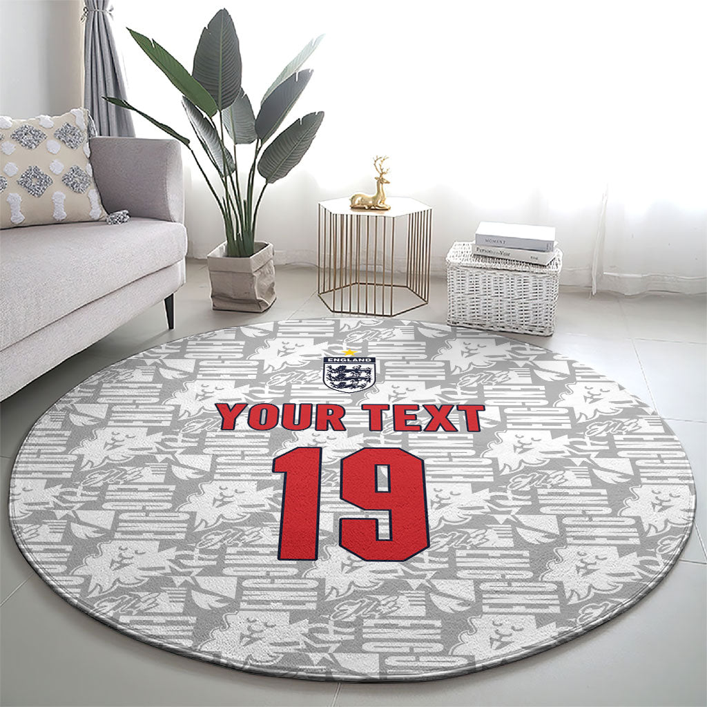 Custom World Football 2026 England Round Carpet Three Lions Monogram White Glory