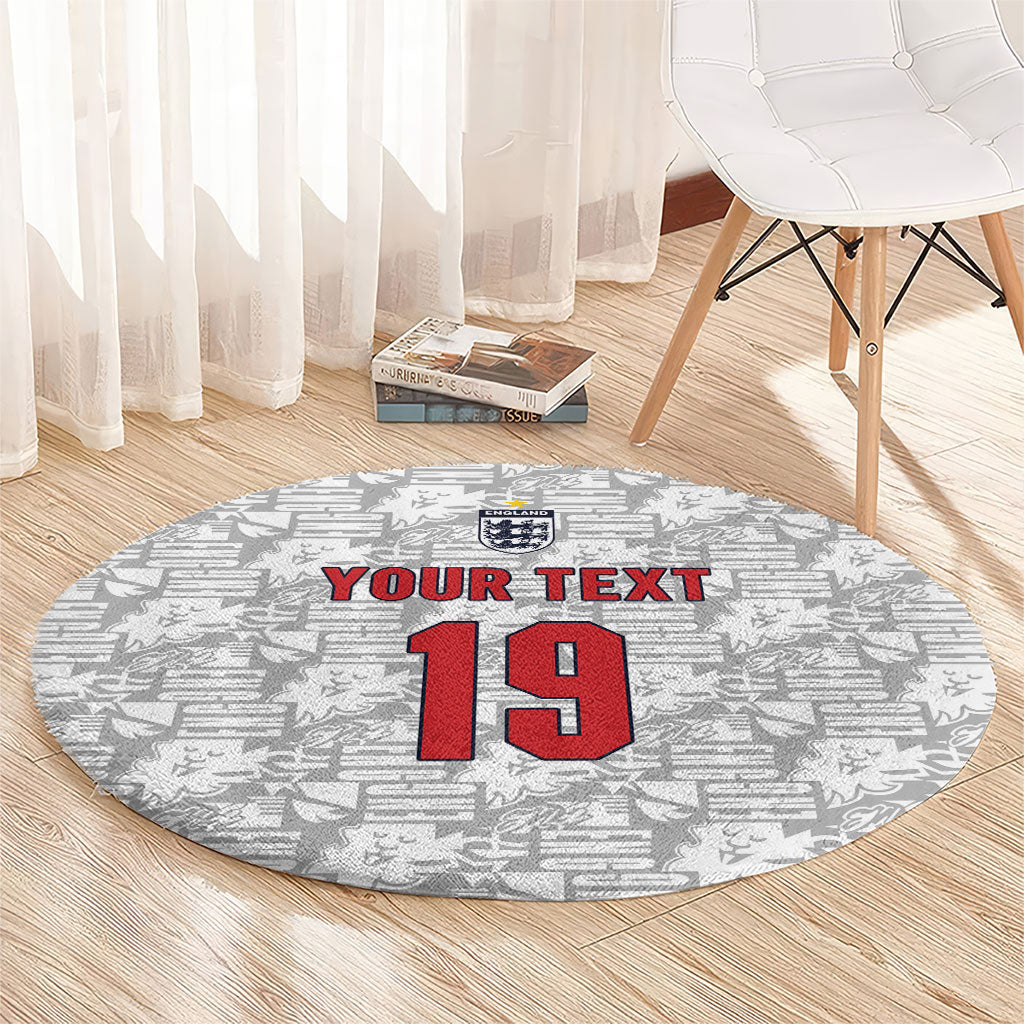 Custom World Football 2026 England Round Carpet Three Lions Monogram White Glory