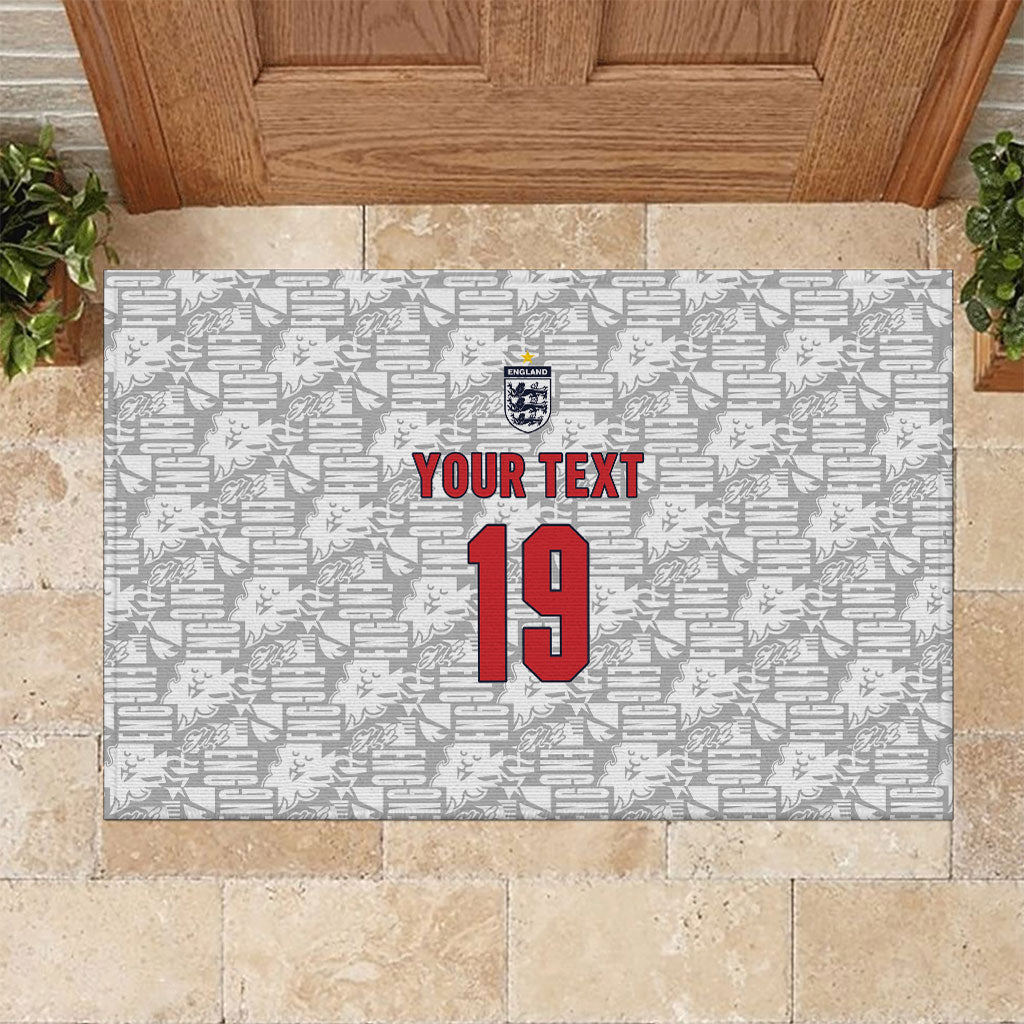 Custom World Football 2026 England Rubber Doormat Three Lions Monogram White Glory