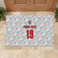 Custom World Football 2026 England Rubber Doormat Three Lions Monogram White Glory