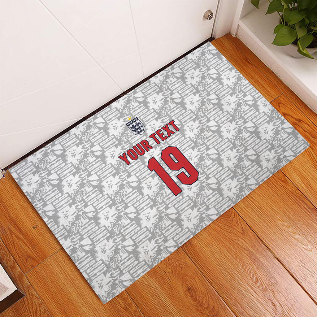 Custom World Football 2026 England Rubber Doormat Three Lions Monogram White Glory