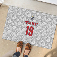Custom World Football 2026 England Rubber Doormat Three Lions Monogram White Glory