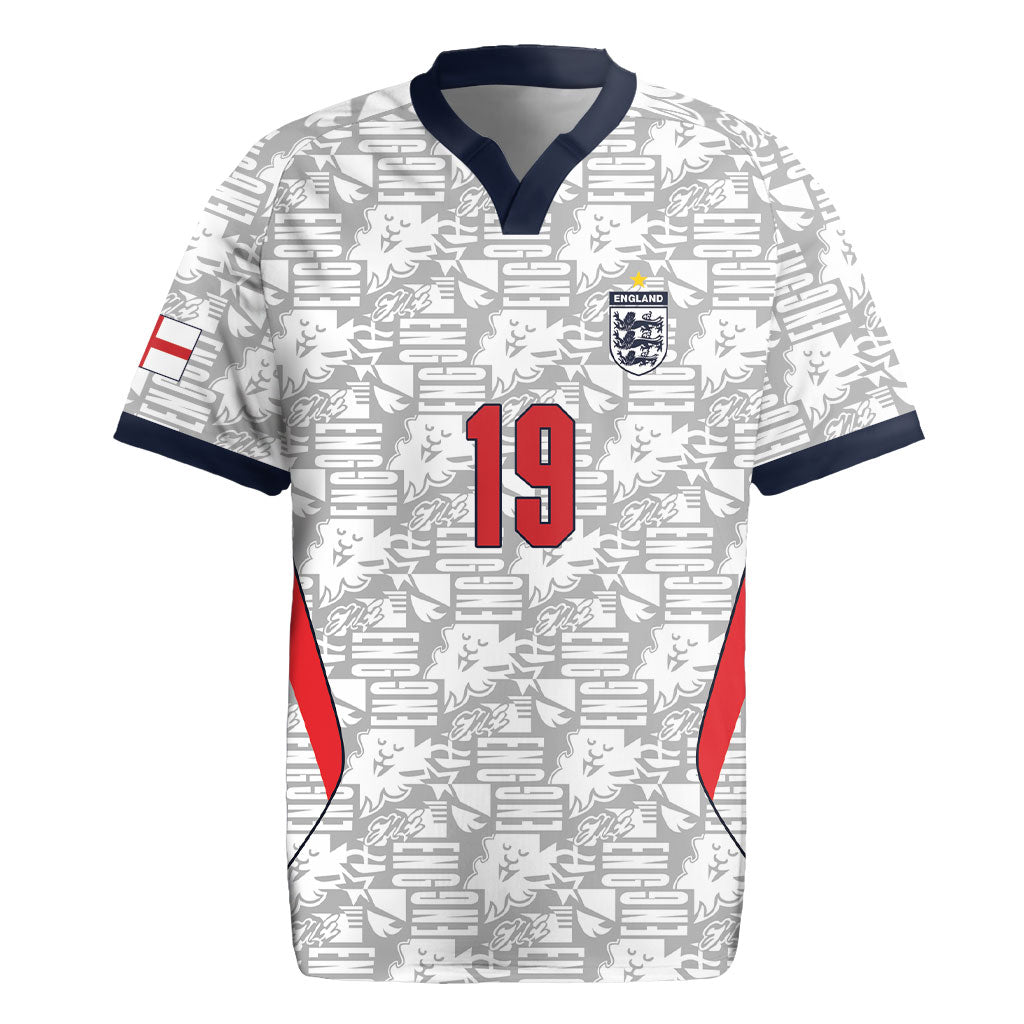 Custom World Football 2026 England Rugby Jersey Three Lions Monogram White Glory