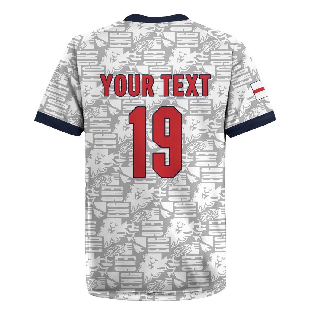Custom World Football 2026 England Rugby Jersey Three Lions Monogram White Glory