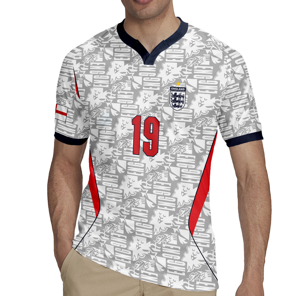 Custom World Football 2026 England Rugby Jersey Three Lions Monogram White Glory