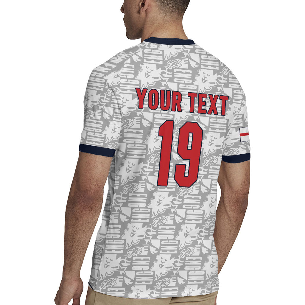 Custom World Football 2026 England Rugby Jersey Three Lions Monogram White Glory
