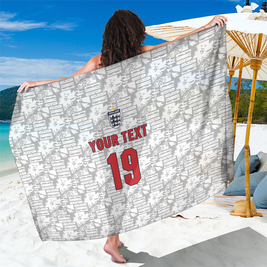 Custom World Football 2026 England Sarong Three Lions Monogram White Glory
