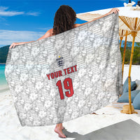 Custom World Football 2026 England Sarong Three Lions Monogram White Glory