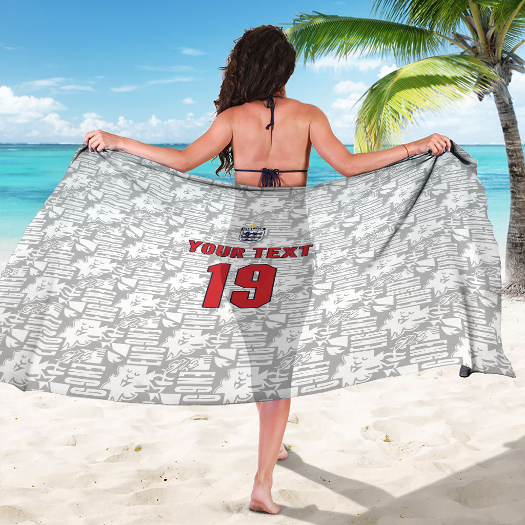 Custom World Football 2026 England Sarong Three Lions Monogram White Glory