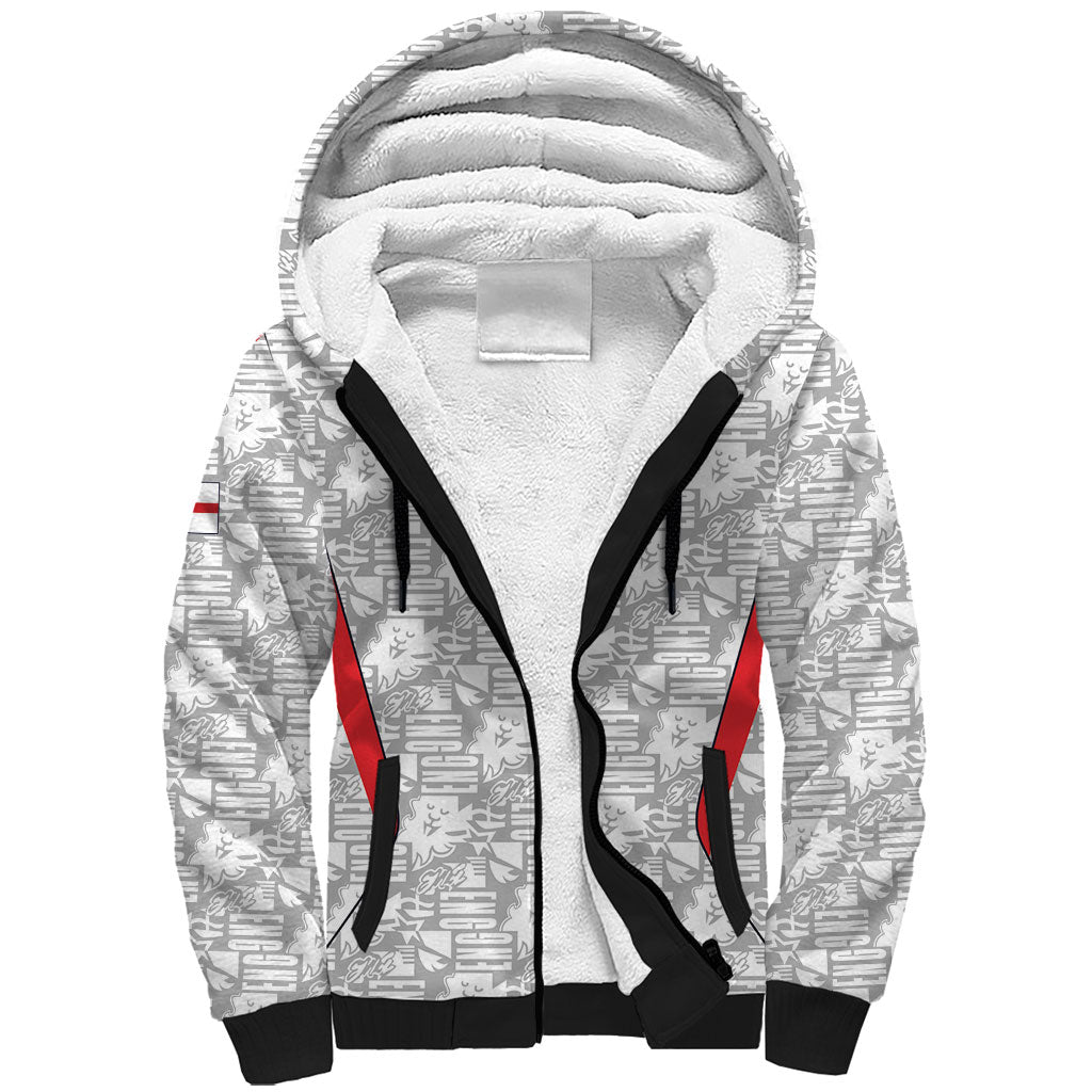 Custom World Football 2026 England Sherpa Hoodie Three Lions Monogram White Glory