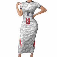 Custom World Football 2026 England Short Sleeve Bodycon Dress Three Lions Monogram White Glory