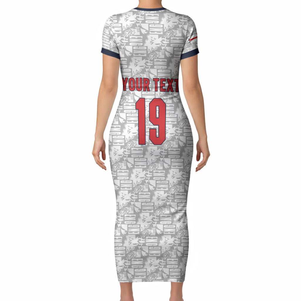 Custom World Football 2026 England Short Sleeve Bodycon Dress Three Lions Monogram White Glory