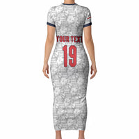 Custom World Football 2026 England Short Sleeve Bodycon Dress Three Lions Monogram White Glory