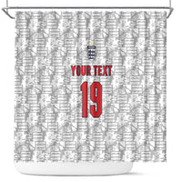 Custom World Football 2026 England Shower Curtain Three Lions Monogram White Glory