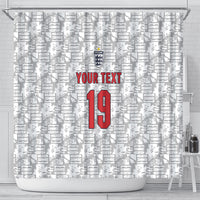 Custom World Football 2026 England Shower Curtain Three Lions Monogram White Glory