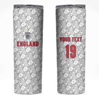 Custom World Football 2026 England Skinny Tumbler Three Lions Monogram White Glory