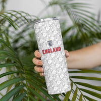 Custom World Football 2026 England Skinny Tumbler Three Lions Monogram White Glory