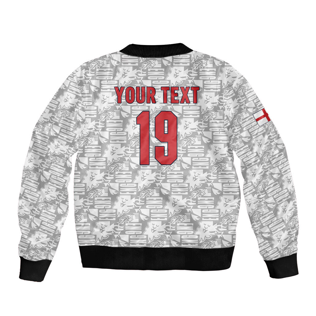 Custom World Football 2026 England Sleeve Zip Bomber Jacket Three Lions Monogram White Glory
