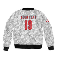 Custom World Football 2026 England Sleeve Zip Bomber Jacket Three Lions Monogram White Glory