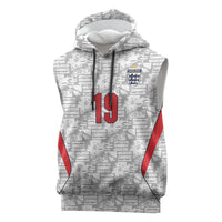 Custom World Football 2026 England Sleeveless Hoodie Three Lions Monogram White Glory