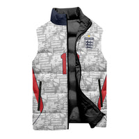 Custom World Football 2026 England Sleeveless Puffer Jacket Three Lions Monogram White Glory