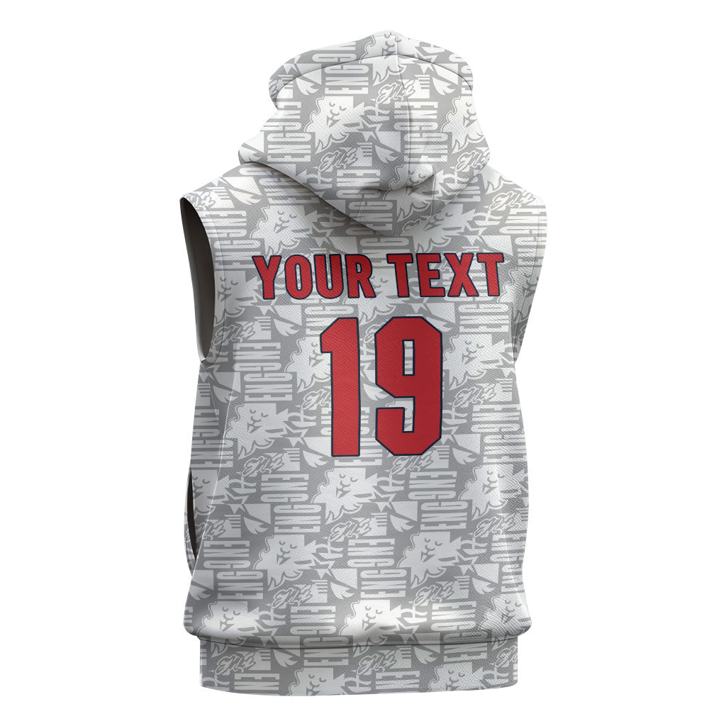 Custom World Football 2026 England Sleeveless Zip Hoodie Three Lions Monogram White Glory