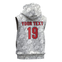 Custom World Football 2026 England Sleeveless Zip Hoodie Three Lions Monogram White Glory