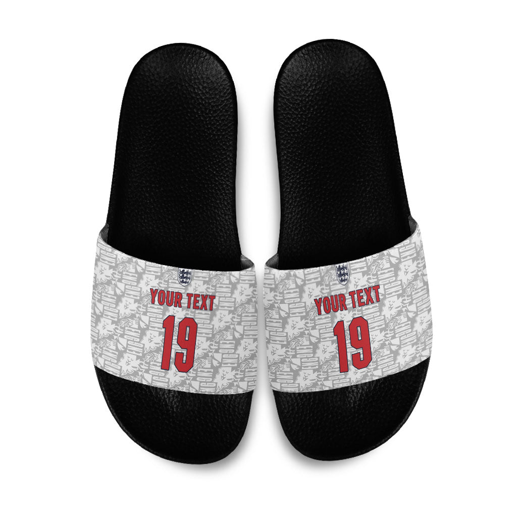 Custom World Football 2026 England Slide Sandals Three Lions Monogram White Glory