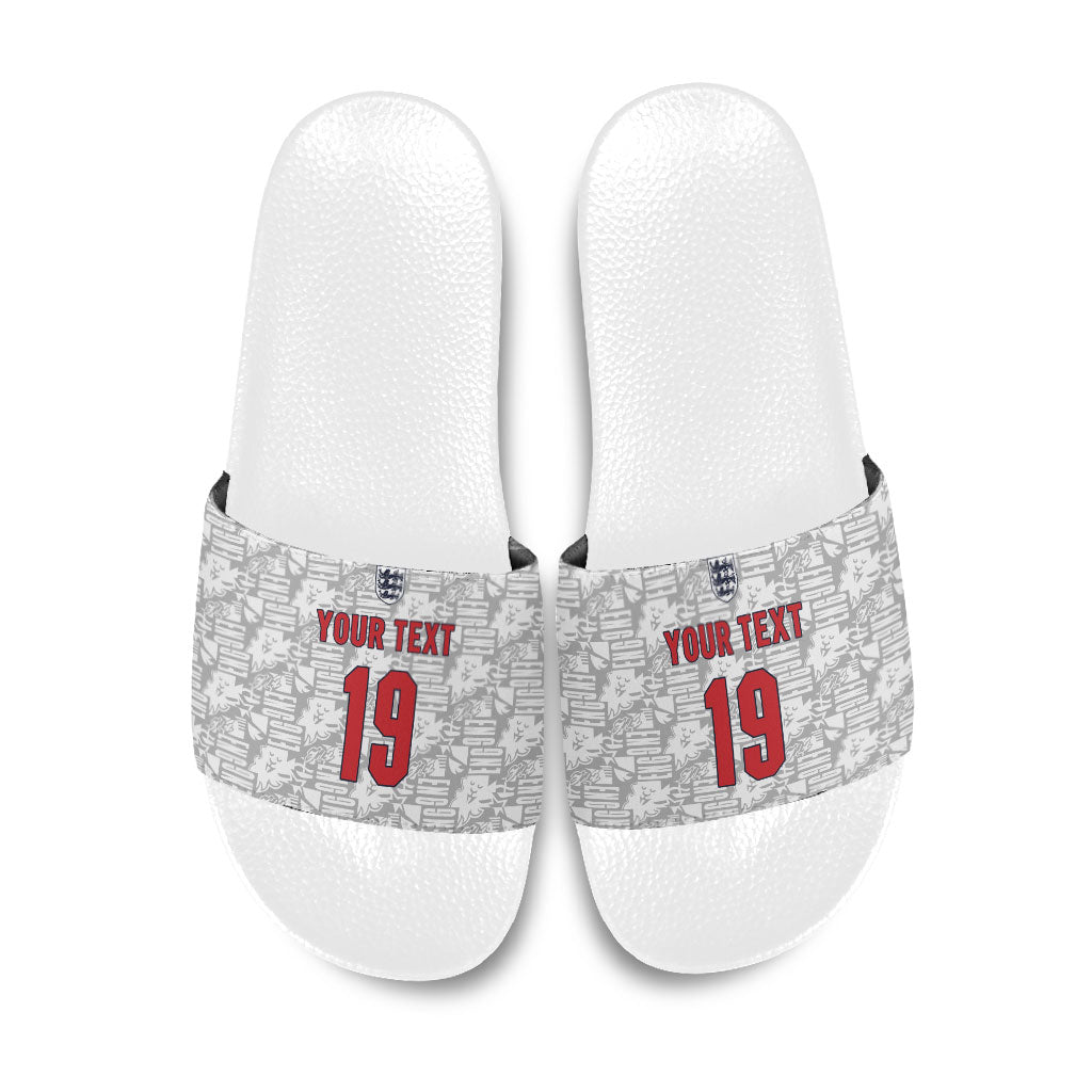 Custom World Football 2026 England Slide Sandals Three Lions Monogram White Glory