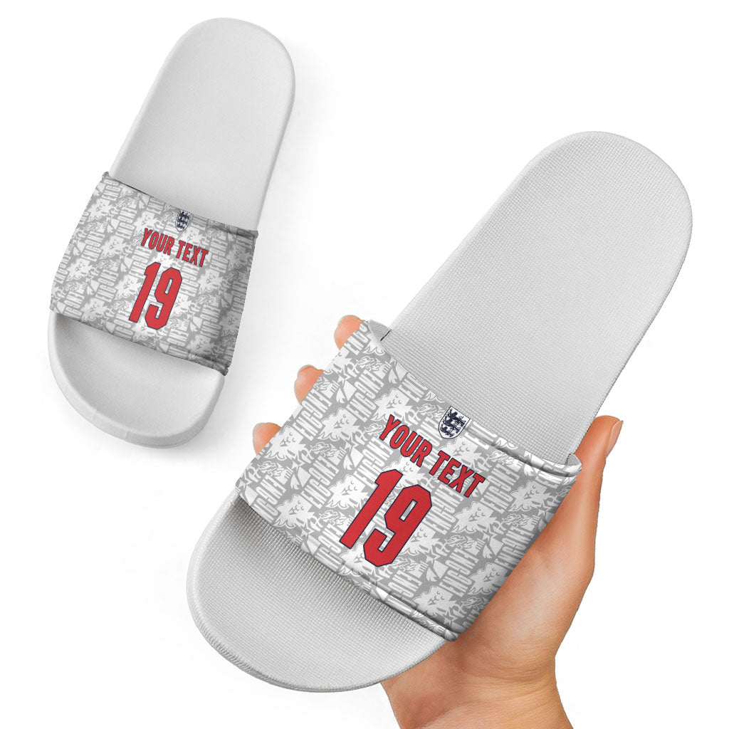 Custom World Football 2026 England Slide Sandals Three Lions Monogram White Glory
