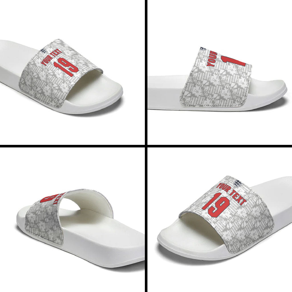 Custom World Football 2026 England Slide Sandals Three Lions Monogram White Glory