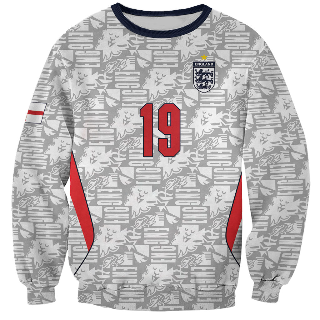 Custom World Football 2026 England Sweatshirt Three Lions Monogram White Glory