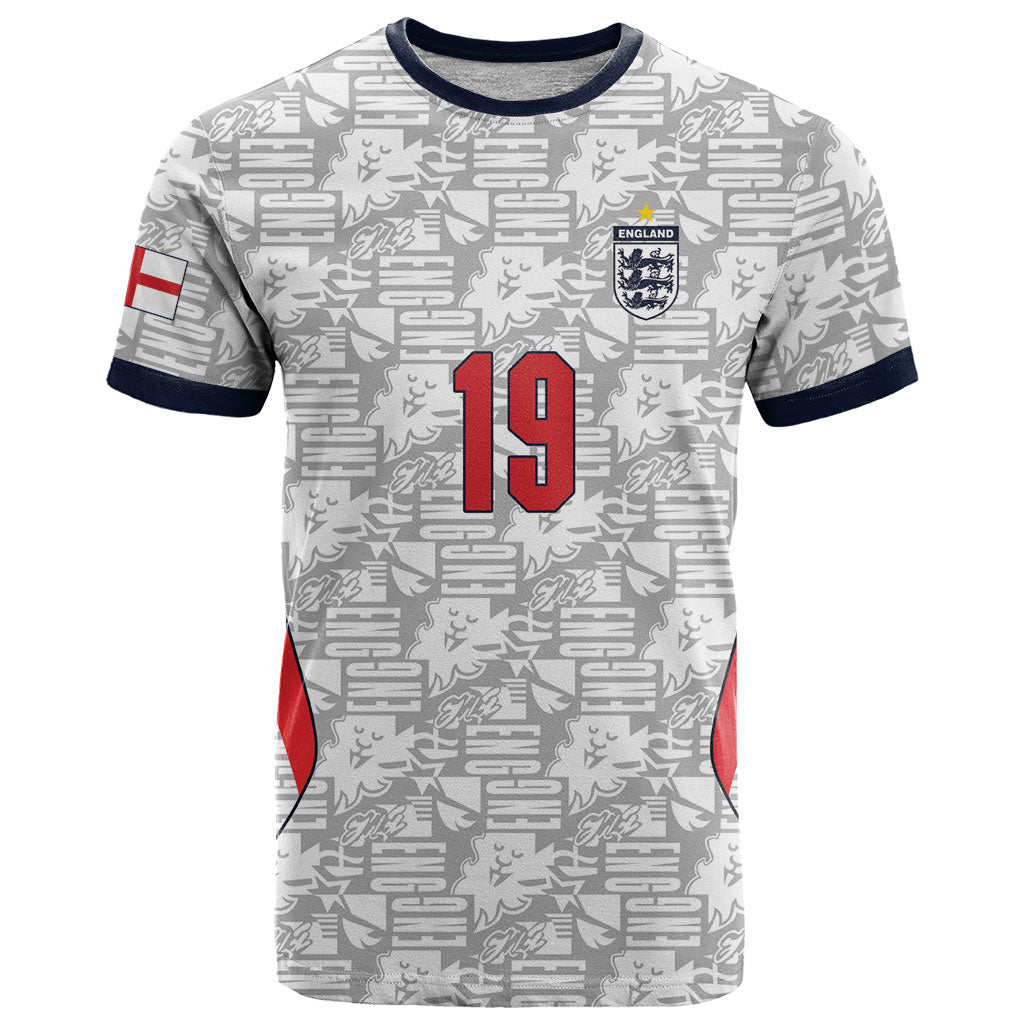 Custom World Football 2026 England T Shirt Three Lions Monogram White Glory
