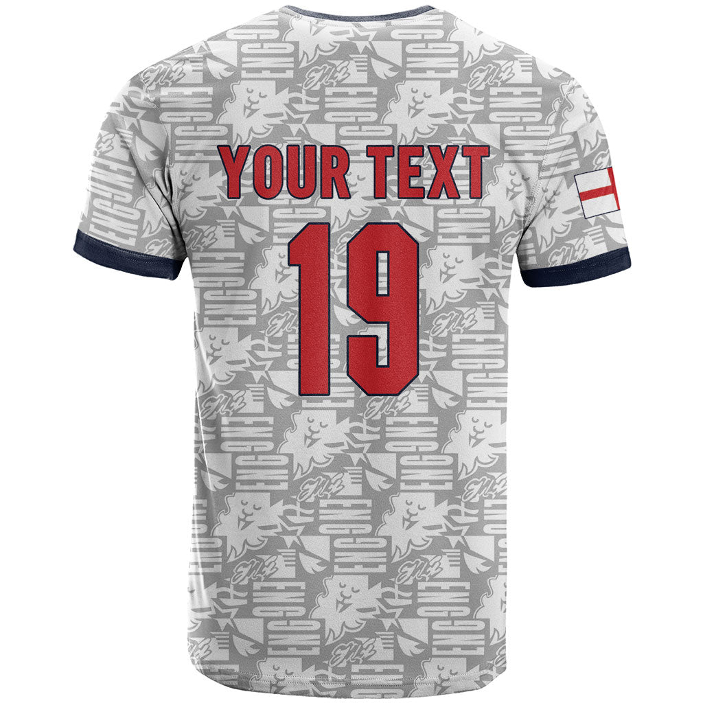 Custom World Football 2026 England T Shirt Three Lions Monogram White Glory