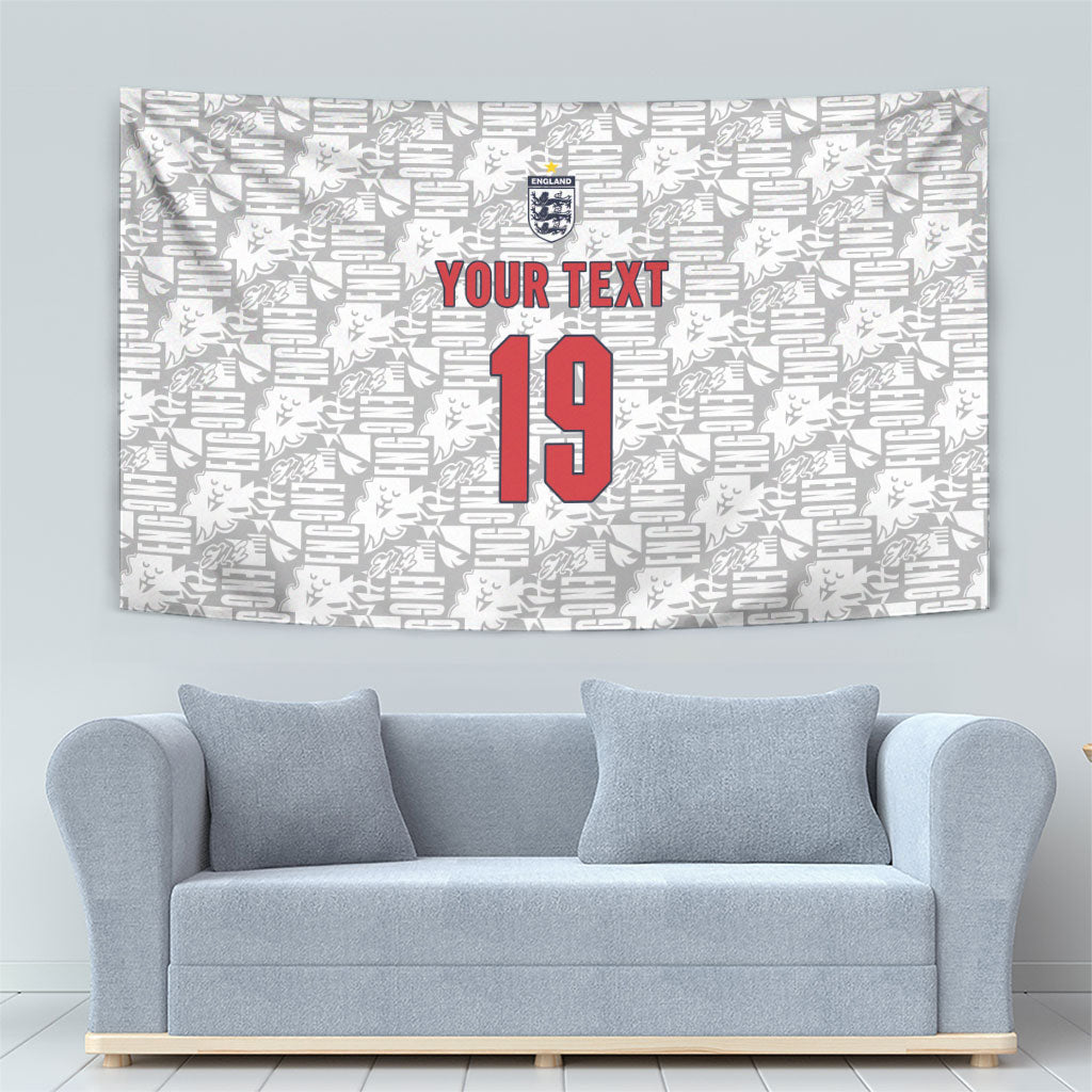 Custom World Football 2026 England Tapestry Three Lions Monogram White Glory