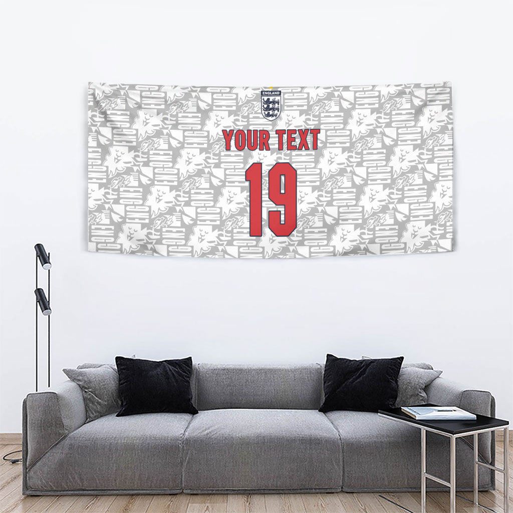 Custom World Football 2026 England Tapestry Three Lions Monogram White Glory