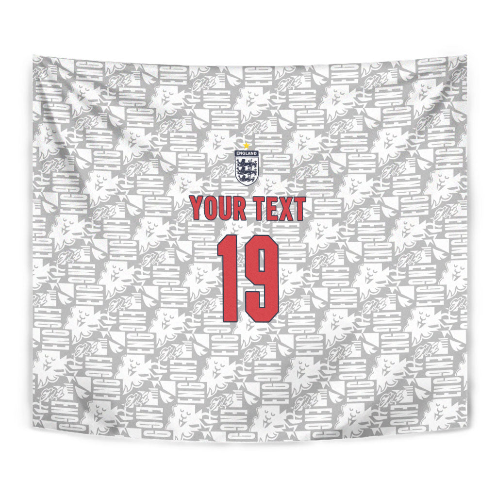 Custom World Football 2026 England Tapestry Three Lions Monogram White Glory