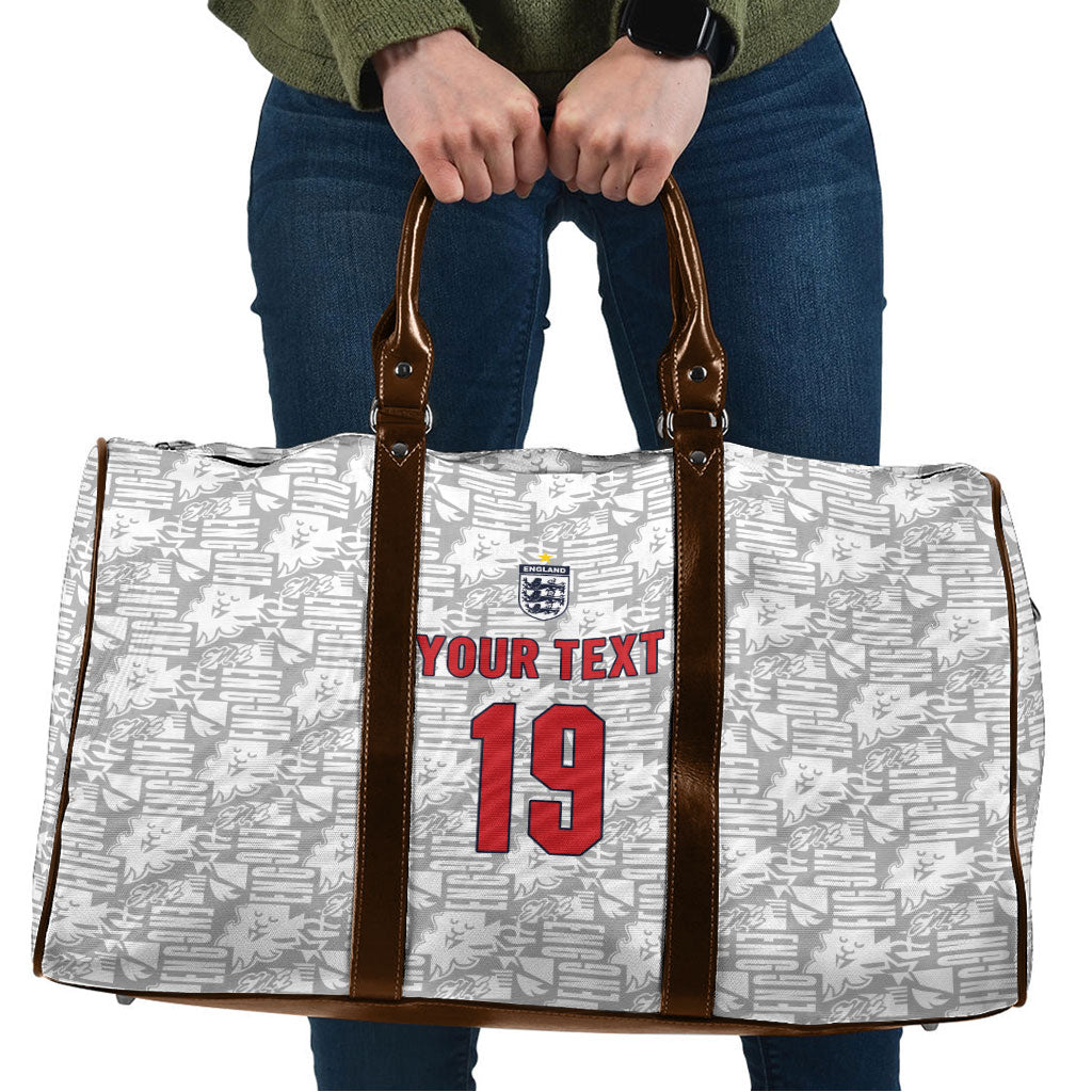 Custom World Football 2026 England Travel Bag Three Lions Monogram White Glory