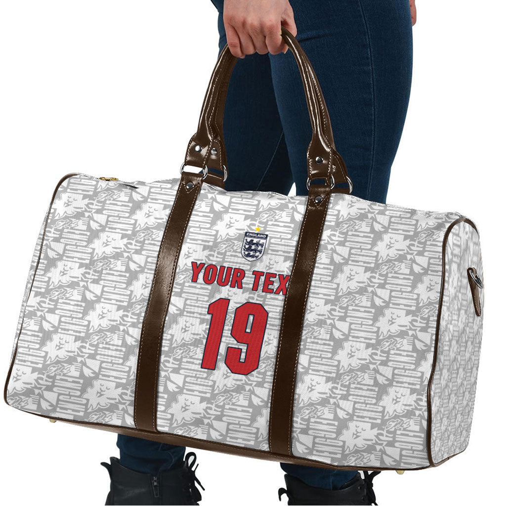 Custom World Football 2026 England Travel Bag Three Lions Monogram White Glory