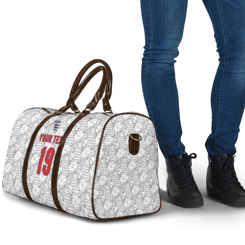 Custom World Football 2026 England Travel Bag Three Lions Monogram White Glory