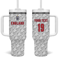 Custom World Football 2026 England Tumbler With Handle Three Lions Monogram White Glory