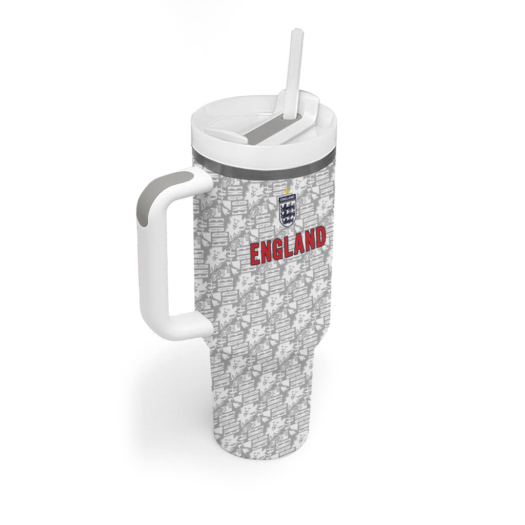 Custom World Football 2026 England Tumbler With Handle Three Lions Monogram White Glory
