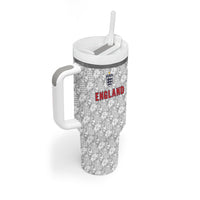Custom World Football 2026 England Tumbler With Handle Three Lions Monogram White Glory