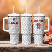 Custom World Football 2026 England Tumbler With Handle Three Lions Monogram White Glory