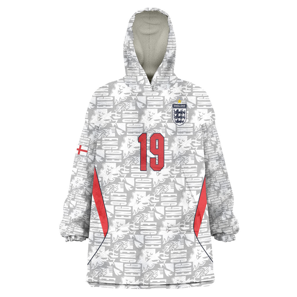 Custom World Football 2026 England Wearable Blanket Hoodie Three Lions Monogram White Glory