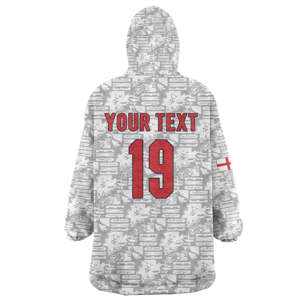 Custom World Football 2026 England Wearable Blanket Hoodie Three Lions Monogram White Glory