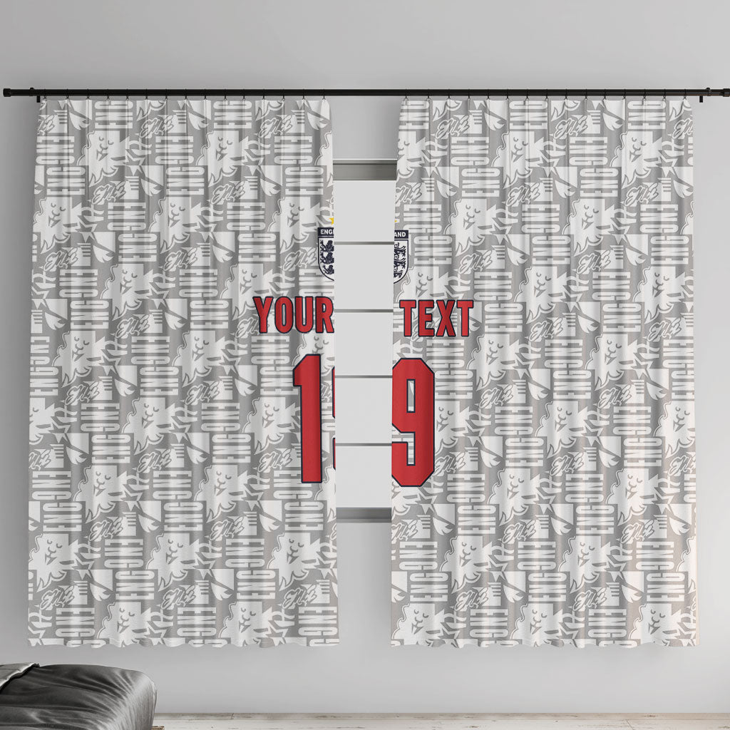 Custom World Football 2026 England Window Curtain Three Lions Monogram White Glory